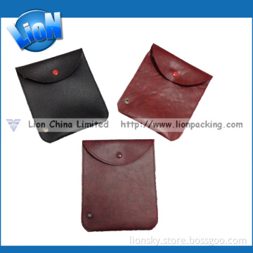 Flap Style Small Closure Leather Pouch Red Black Colours